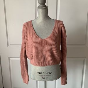 Boohoo Cropped V Neck Sweater